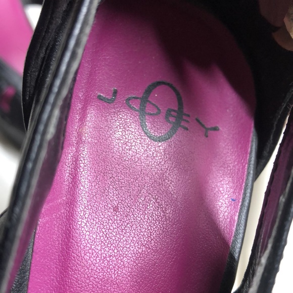 Platforms by Joey O black leather like fabric open toe 8m - Picture 11 of 11